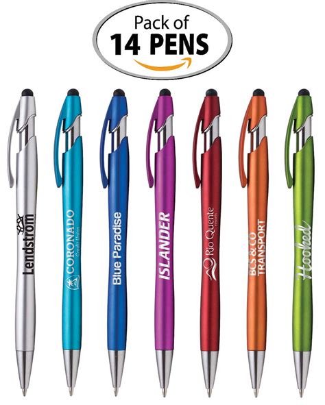 Ballpoint Pen w/Stylus Tip Click action Custom Personalized Black ...