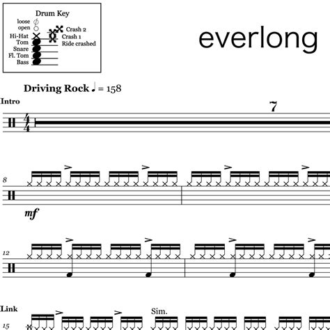 Everlong - Foo Fighters - Drum Sheet Music