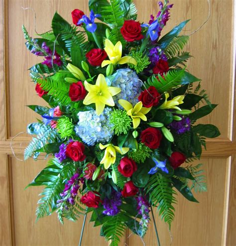 primary colors | Casket flowers, Funeral flower arrangements, Fresh flowers arrangements