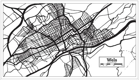 Wels Austria City Map in Black and White Color in Retro Style. Outline Map. 17648205 Vector Art ...