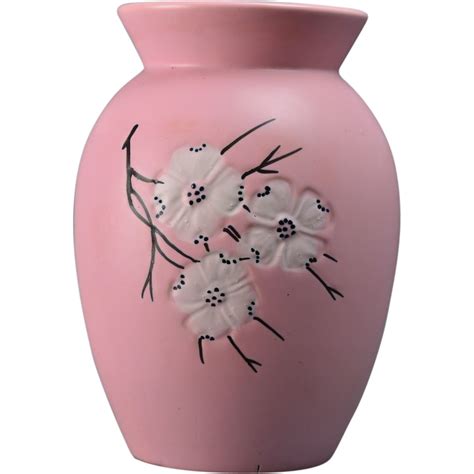 McCoy Pottery 1961 Spring Wood Pink Vase with Dogwood Flowers from thekingsfortune on Ruby Lane
