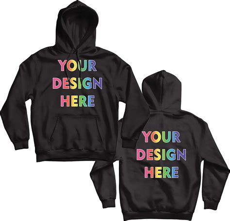 Design Your Own Custom 2 Sided Front & Back Printed Hoodie Add Image Text Photo : Amazon.co.uk ...