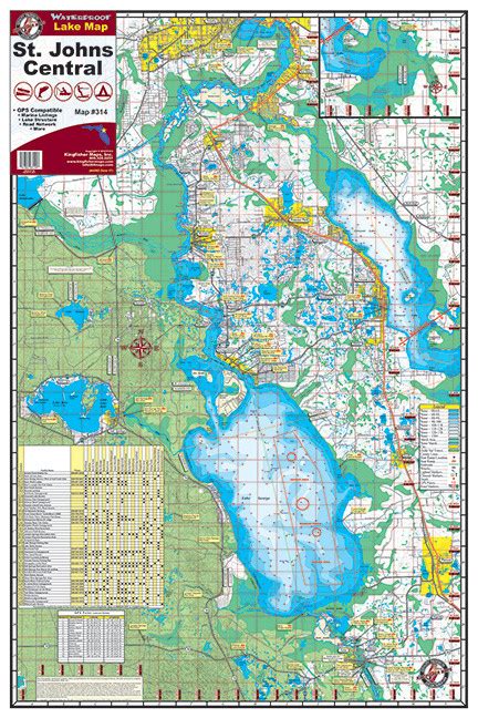 St. Johns Central Waterproof Lake Map – #314 – Kingfisher Maps, Inc.