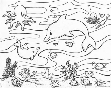 Aquatic Animals Coloring Pages Animal Printable Sheets realistic 2021 ...