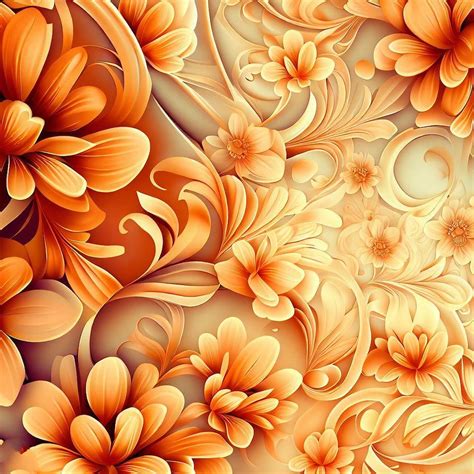 Download Beautiful Orange Floral Pattern Orange Floral Patterns Yellow ...