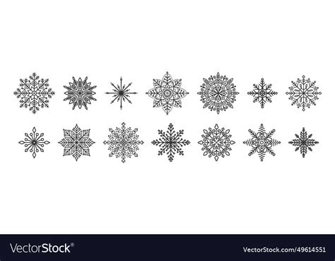 Snowflakes set winter Royalty Free Vector Image