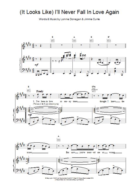 (It Looks Like) I'll Never Fall In Love Again | Sheet Music Direct