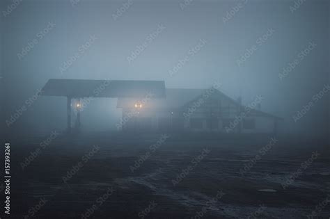 scary old gas station at night Stock Photo | Adobe Stock