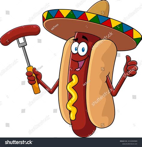 Mexican Hot Dog Cartoon Character Holding Stock Vector (Royalty Free) 2232094989 | Shutterstock