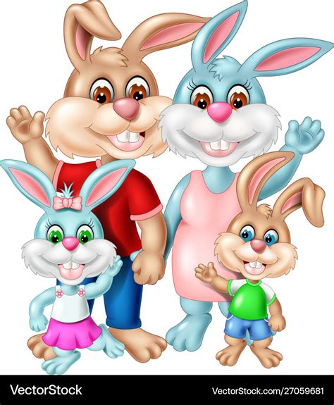 Funny rabbit family cartoon Royalty Free Vector Image