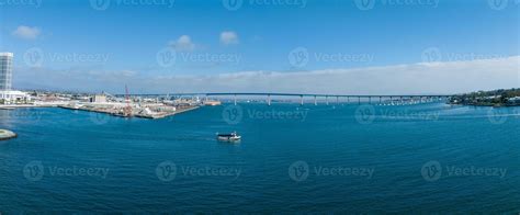 Panorama aerial view of Coronado Bridge with San Diego skyline 13426144 Stock Photo at Vecteezy