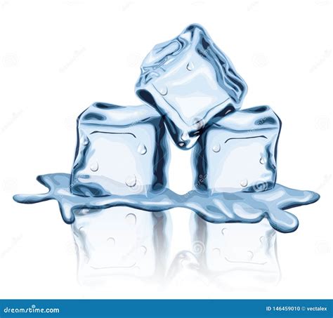 Melted Ice Cubes Frozen Liquid Frost Solid Water Vector Illustration ...