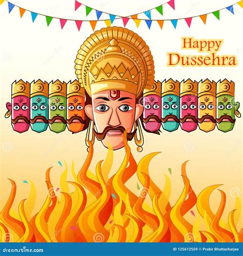 Ravana on India Festival Happy Dussehra Background Stock Vector ...