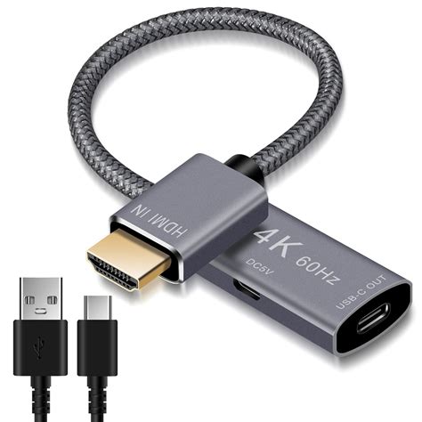 Elebase HDMI Male to USB-C Female Cable Adapter with Micro USB Power ...