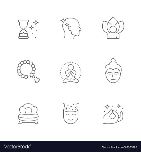 Set line icons of meditation Royalty Free Vector Image