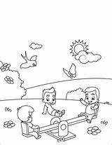 Dibujo De Niños Jugando En Un Balancín Para Colorear  Dibujos sketch template