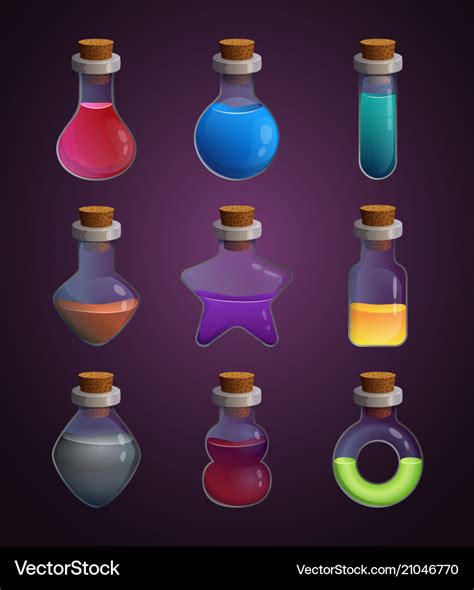 Glass bottles at different shapes with various Vector Image