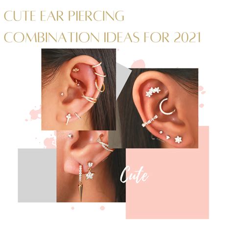 Cute Ear Piercing Combination Curation Ideas for Cartilage Daith Rook