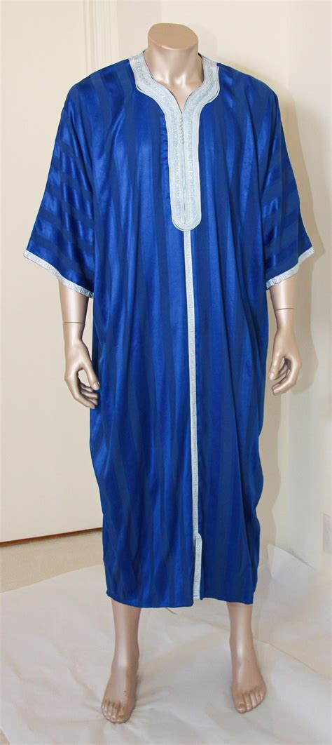 Moroccan Vintage Gentleman Cobalt Blue Caftan For Sale at 1stDibs