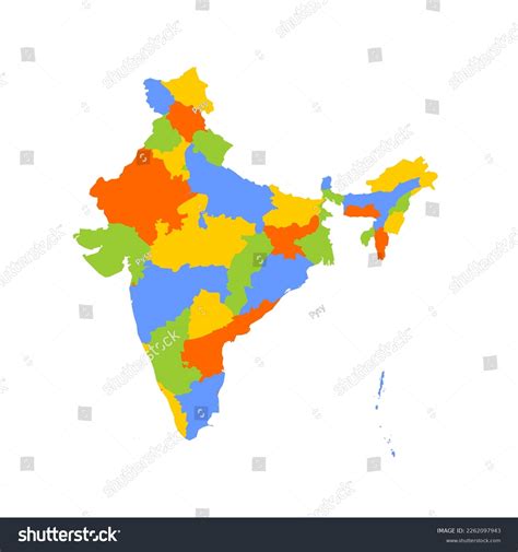 India Political Map Administrative Divisions States Stock Vector ...