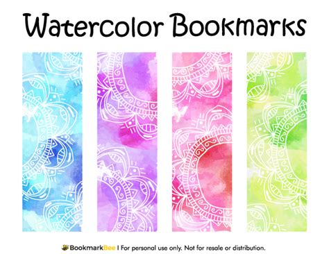 Printable Watercolor Bookmarks