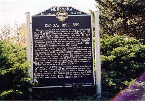 Nebraska Historical Marker: Genoa, 1857-1859 - E Nebraska History