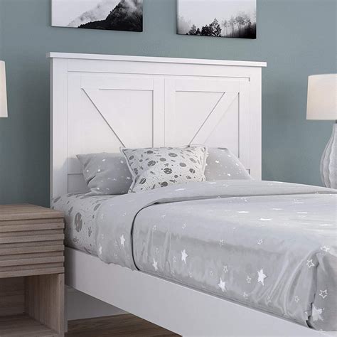 Farmhouse Style Wood Panel Headboard in Gloss White - Twin Size - Walmart.com