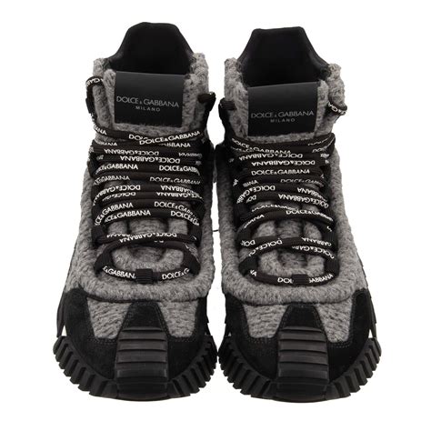 DOLCE & GABBANA DG Logo Wool High Top Boots Sneaker Shoes NS1 Gray Black 13352 | eBay