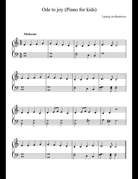 Ode to joy (Piano for kids) sheet music download free in PDF or MIDI