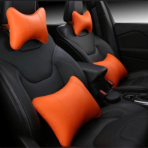 KKYSYELVA Car Seat Supports Auto Seat Back Lumbar Support leather Lumbar Back Pain Support Car ...