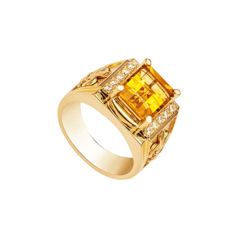 Nhẫn nam vàng trắng 18k đính đá citrine pnj ctxmy000451