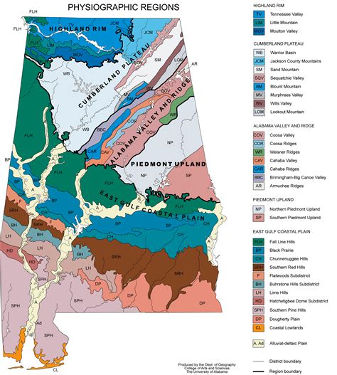 Alabama Physiographic Regions • Mapsof.net