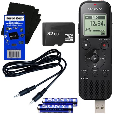 Sony ICD-PX470 Stereo Digital Voice Recorder with with Built-in 4GB & Direct USB + 32GB Micro ...