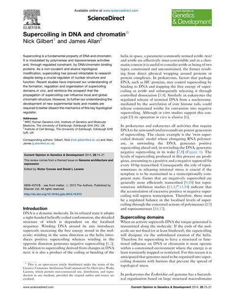 (PDF) Supercoiling in DNA and chromatin