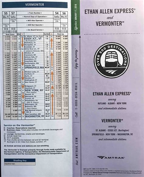 AMTRAK VERMONTER SCHEDULE PDF