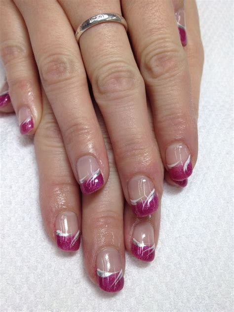 Love these fun pink French gel nails!! And swished accents ties the ...