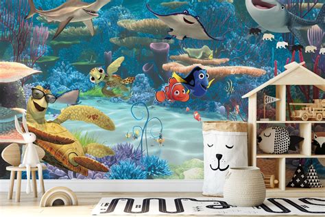 Nemo and Dory Wall Mural Finding Nemo Wallpaper Nursery | Etsy