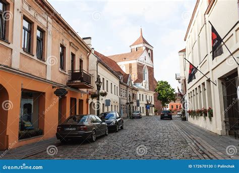 Streets of Kaunas old town editorial image. Image of landscape - 172670130