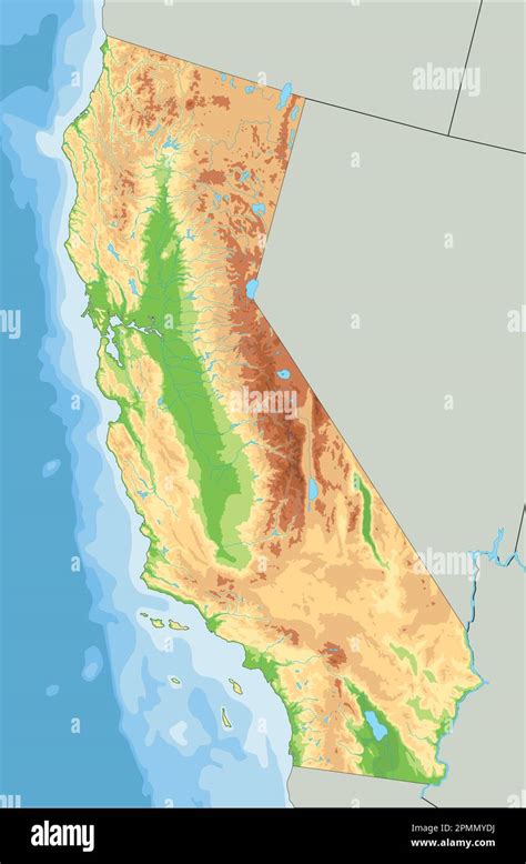 High detailed California physical map Stock Vector Image & Art - Alamy