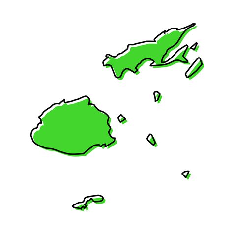 Simple outline map of Fiji. Stylized line design 21852547 Vector Art at ...