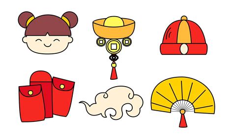 Happy chinese new year cartoon sketch celebration elements 15030166 Vector Art at Vecteezy