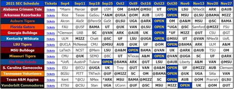 2021 SEC Football Schedule - SEC12.com - SEC Football