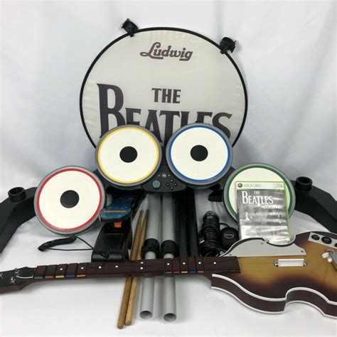 Xbox 360 Guitar Hero Beatles Rock Band Bundle Drum + Guitar + Game + Mic - Starboard Games