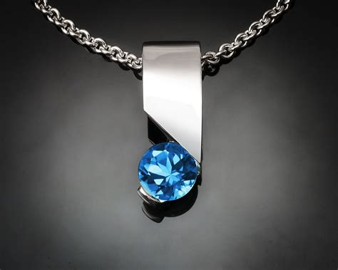 blue topaz necklace Swiss blue topaz modern necklace