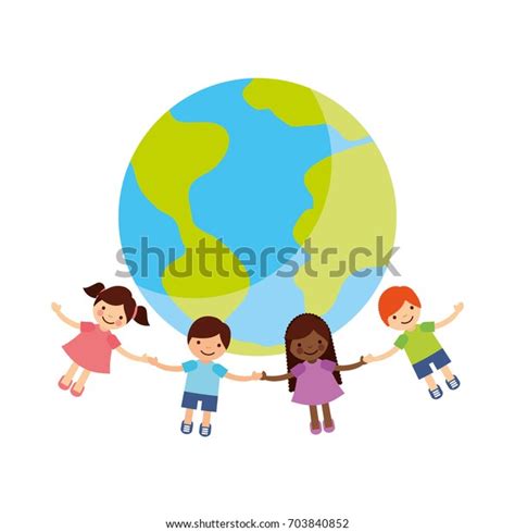 Children Holding Hands Around World Stock Vector (Royalty Free) 703840852 | Shutterstock