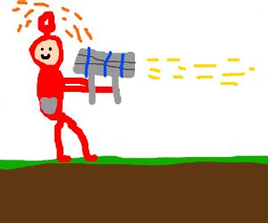 A Teletubby wielding a minigun! - Drawception