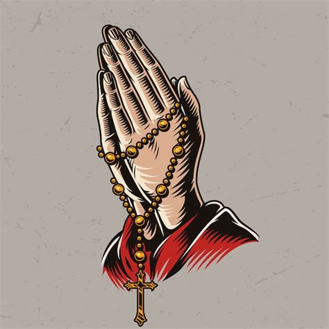 Praying Hands Rosary Vector