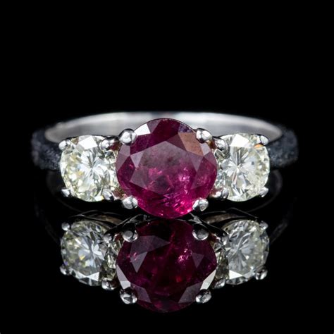 Antique Edwardian Ruby Diamond Trilogy Ring Platinum Circa 1910 ...