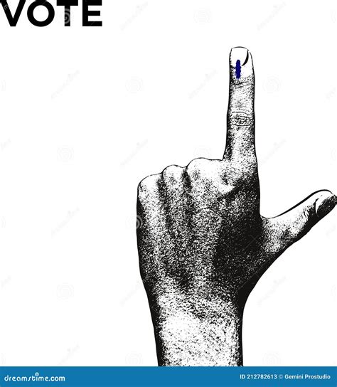 Indian Male Voter Hand with Voting Sign Realistic Vector with Vote Text Stock Vector ...