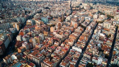 Premium Photo | Aerial drone view of barcelona, spain